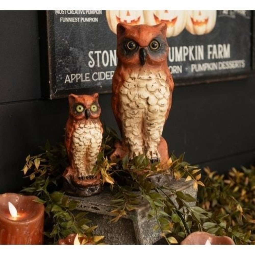 Ragon House Halloween Harvest Vintage Style Orange OWL Figurine 6" NEW - Picture 4 of 4
